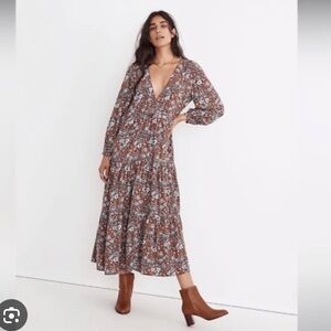 Madewell Midi V-Neck Floral Dress